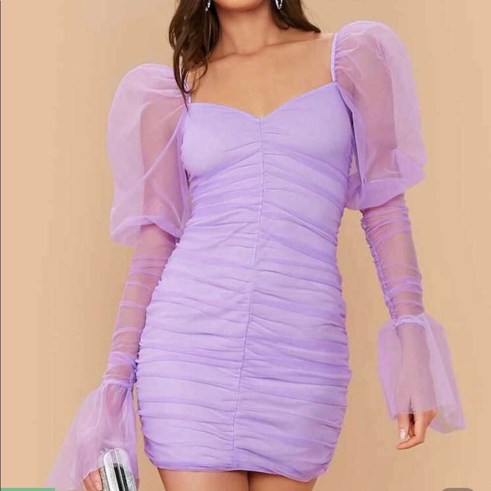Lilac Tulle Mini Dress